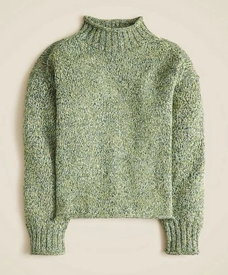 J.Crew XS 2025 Marled Rollneck™ Sweater in Green Chartreuse Marl - Hole on Front - Image 1 of 4
