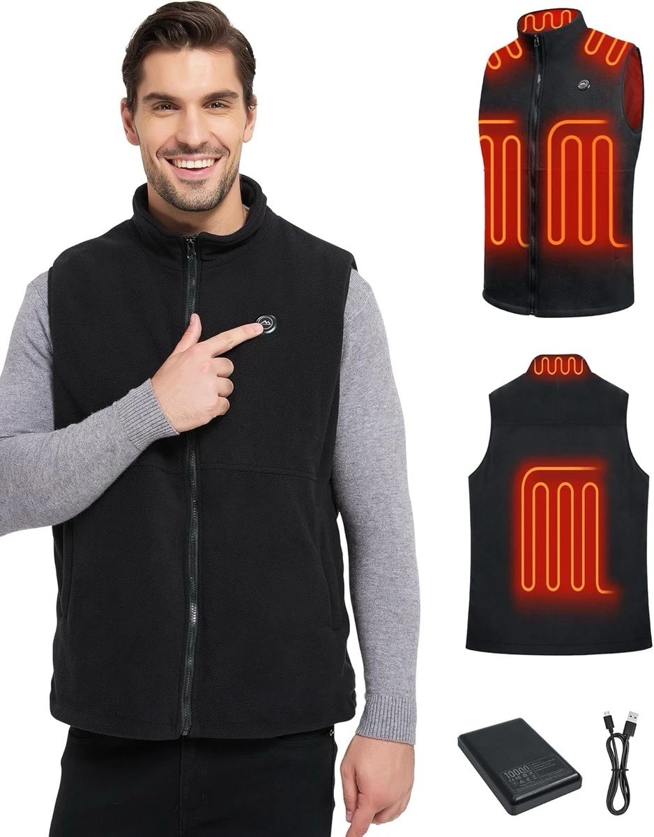 Men'S Fleece Heated Vest with Battery Pack Included, Rechargeable Electric XXL
