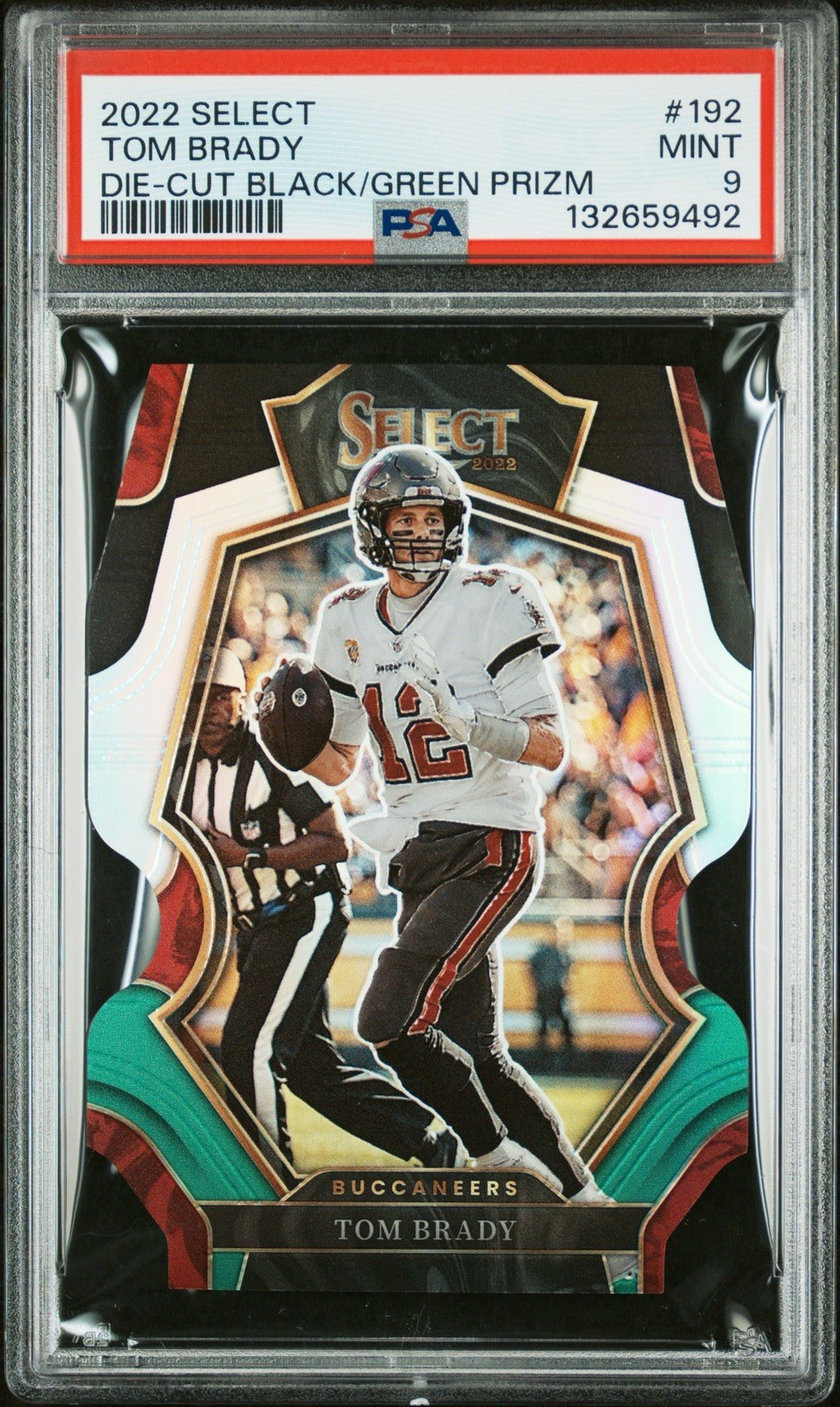 2022 Select Black Green Prizm Premier Die Cut Tom Brady #192 PSA 9 Buccaneers 