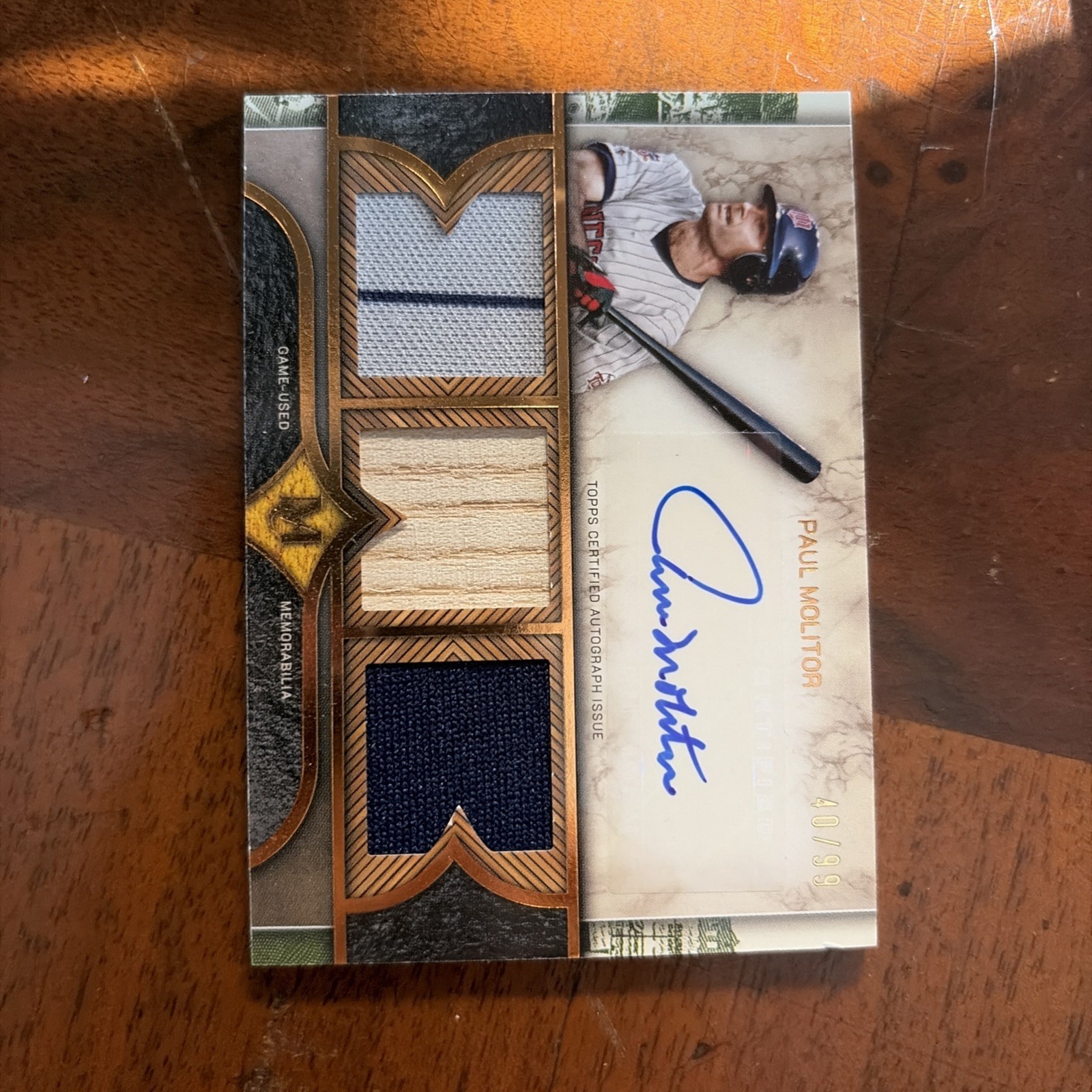 PAUL MOLITOR 2025 TOPPS MUSEUM TRIPLE RELIC AUTOGRAPH AUTO #40/99 BG1165