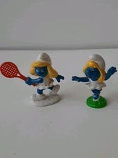 Vintage Smurfette PVC Tennis Star (1981) and Ballet (1978), Lot Of 2