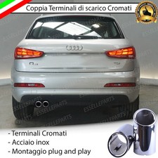 COPPIA TERMINALI DI SCARICO PER MARMITTA FINALINO CROMATO INOX AUDI Q3 8U TONDI