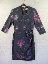 Phase Eight Midi Dress Longsleeve Size UK 14 Galaxy Print