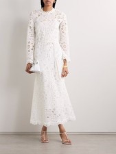NWT ZIMMERMANN Ottie Embroidery Scalloped Edge Long Dress 1 US6