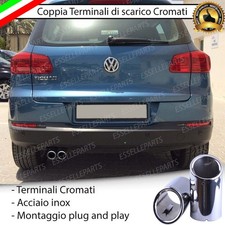 COPPIA TERMINALI DI SCARICO PER MARMITTA CROMATO INOX VOLKSWAGEN TIGUAN 5N