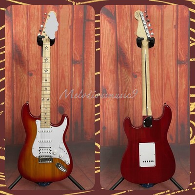 Custom Cherry Sunburst ST Electric Guitar Solid SSH Pickups Star Fretboard Inlay