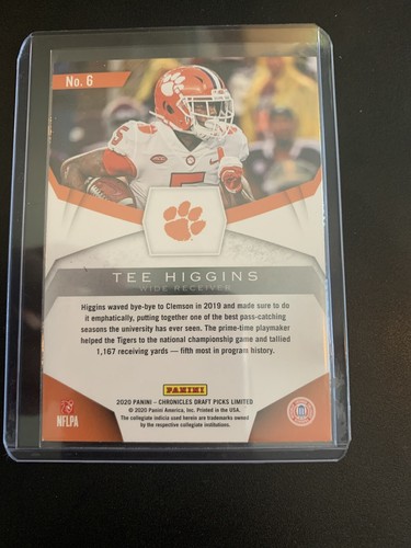 2020 Chronicles Draft Limited Tee Higgins Blue SP #6 Clemson Rare - Picture 2 of 2