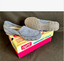 NEW Skechers Size 8 Womens Biker Alumni Suede Slip On Loafers/Shoes Blue 49415
