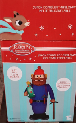 Gemmy 6ft Rudolph's Yukon Cornelius w/ Tree and Axe Christmas Inflatable