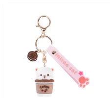 Bubu And Dudu Mitao Cat Keychain Charm Tie Pendant Bag Car KeyRing Coffee A