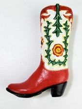 Western Cowgirl Boot Christmas Ornament Red Green Flower