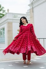 Red Color Kurta Pant  Dupatta Set Sequence Embroidery Salwar Kameez Ready made