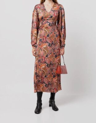 $500 Chufy Women's Orange Lucas Paisley-Print Maxi Dress Size S
