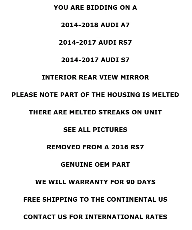 2014-2018 Audi A7 RS7 S7 Interior Rear View Mirror Assembly OEM W/Warranty * - Image 2 of 4