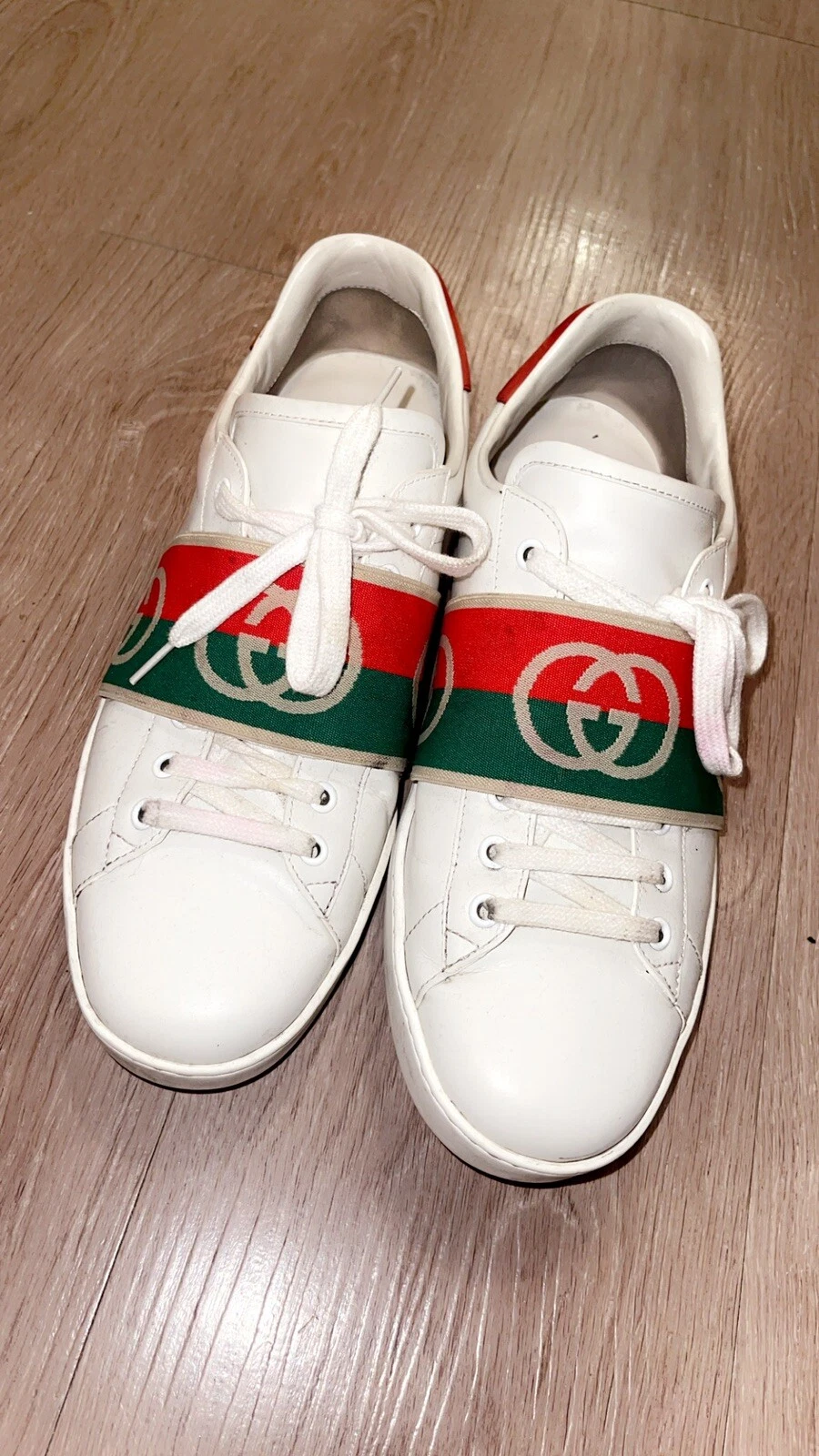 Baskets à enfiler blanches Gucci Ace élastic Web imbriquées GG