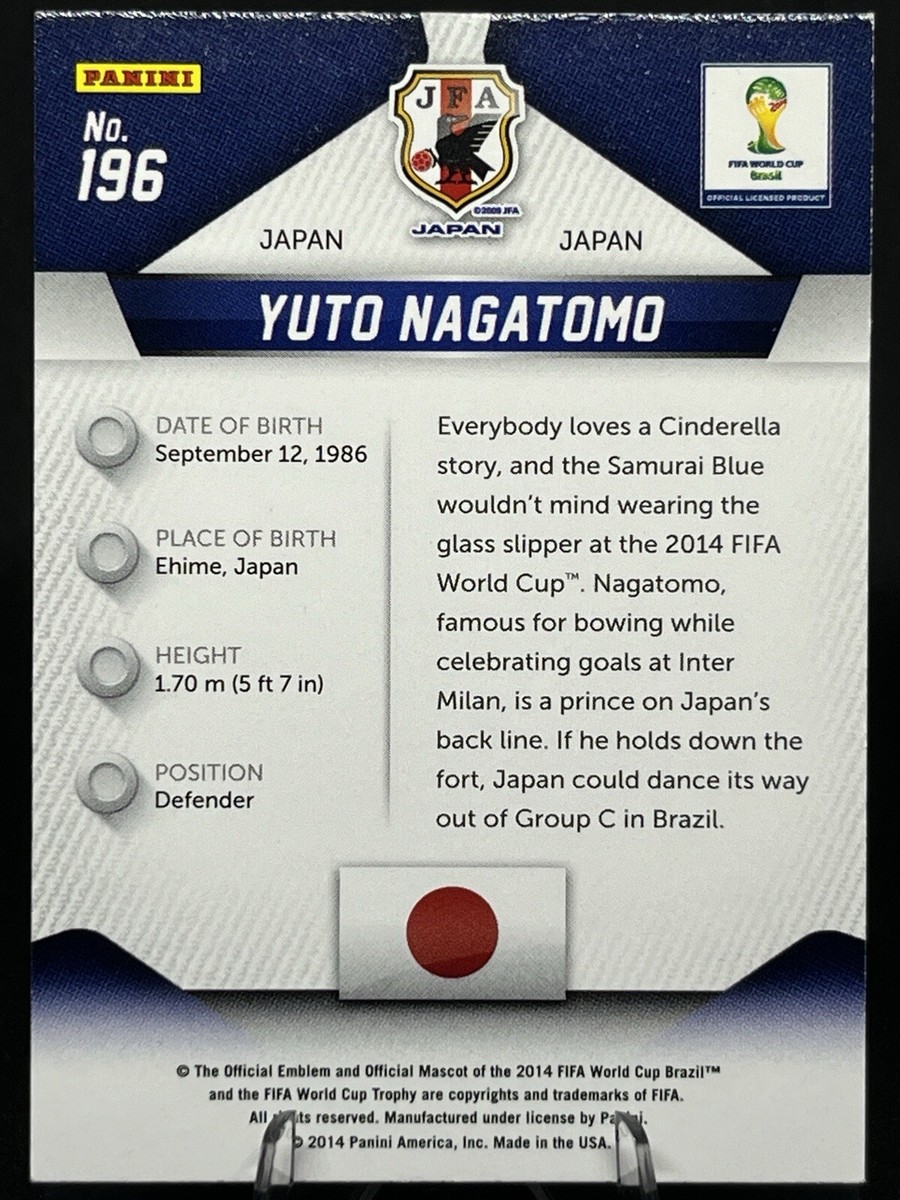 パニーニ プリズム 2014 ブラジルワールドカップ ベースカード セット YUTO NAGATOMO 2014 Panini Prizm FIFA World Cup Brazil #196