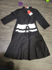 Girls New Black White Dress Size 10 Dot And Line