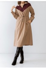 Women’s  Long Sleeves Brown purple  Half Zip Midi Dress  Y2k  Bohemian Dresses