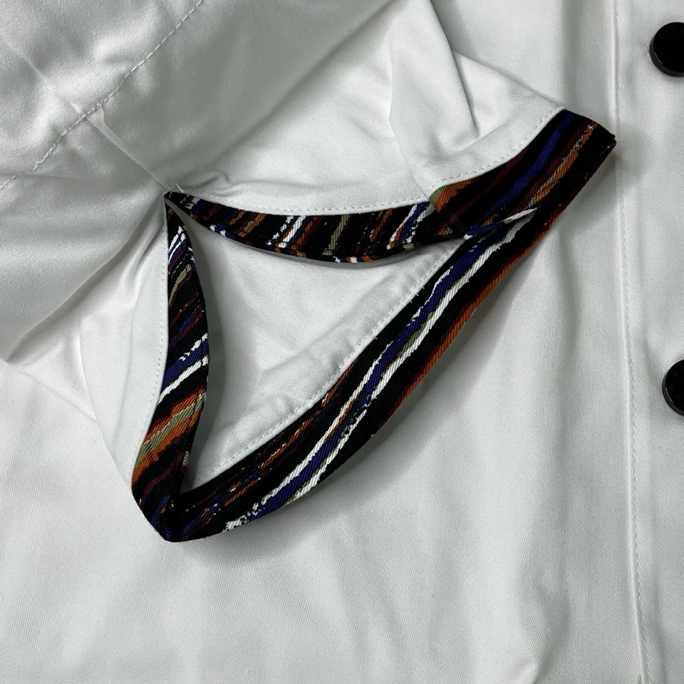 Dickies Chef Coat Classic 10 Button Executive Contrast Trim Underarm Vent Sz 44 - Image 4 of 4