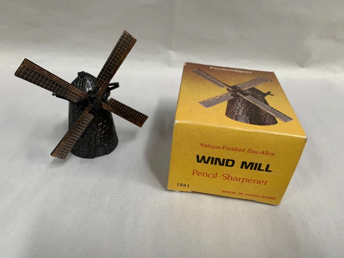 Vintage Antique Finish Die Cast Metal Windmill Pencil Sharpener