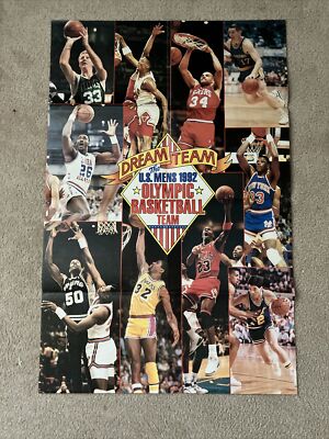 NBA 1992 Dream Team fold out poster. Player profiles. Olympic