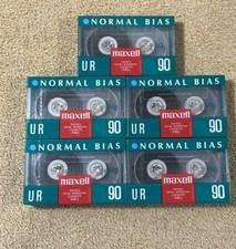 Maxell UR90 Audio Cassette Tape 5 Pack LOT 90 Minutes Normal Bias