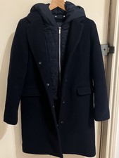 Stella Forest Women’s Navy Wool Blend Coat With Hoodie Bib Size Uk 8/ Eu 36