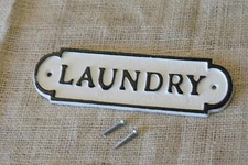 CAST IRON LAUNDRY Room Sign Style Cast Iron Door White & Black Decor