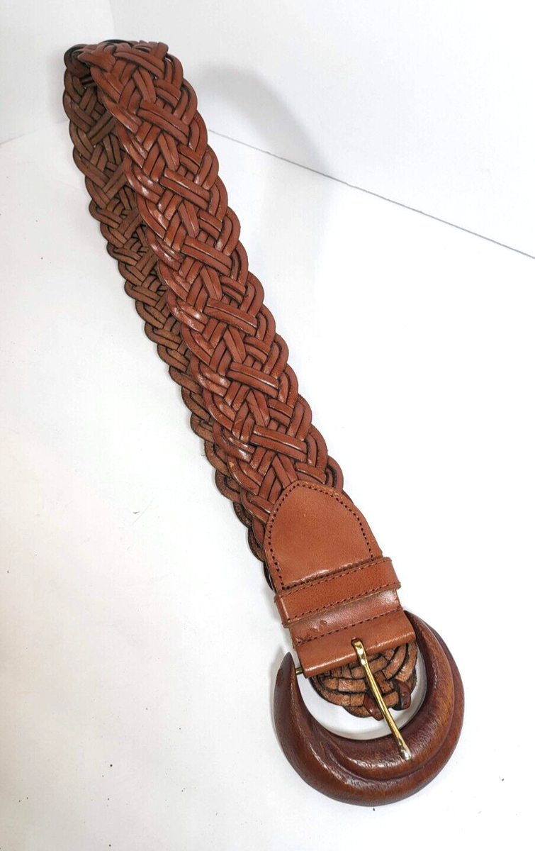 VTG Weaved Braided Leather Wide Waist Belt Linda Allard for  display picture 1