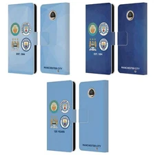 MAN CITY FC HISTORIC CREST EVOLUTION LEATHER BOOK CASE FOR MOTOROLA PHONES