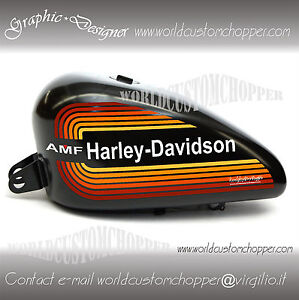 2 GRAFICHE ADESIVE AMF HARLEY DAVIDSON STILE RETRO X 