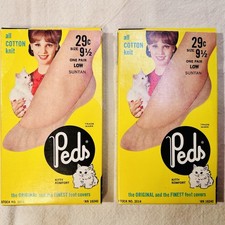 NOS Vintage Peds Brand 100 Cotton Knit Low Foot Covers 2014 Suntan 9.5 - 2 Pair