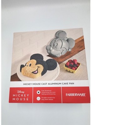 Disney Mickey Mouse Farberware Cast Aluminum Cake Pan Nonstick Grey 46218 NEW