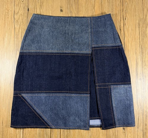 Anthropologie Lilis Closet Womens M Patchwork Denim Skirt Y2K Asymmetrical Indie