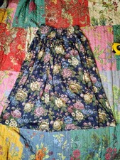 Vintage Fritzi California Skirt Size M Blue Long Floral Maxi Cottagecore