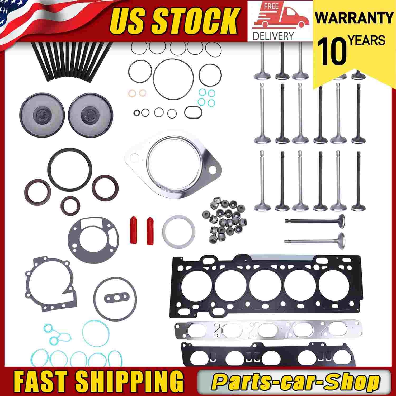 FOR VOLVO C30 C70 S40 S60 V50 V60 2.5L W/ BOLTS VALVES CYLINDER HEAD GASKET SET