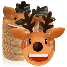 100 Pcs Christmas Paper Plates 9.7" disposable Xmas Dinner Dessert Paper Plat...