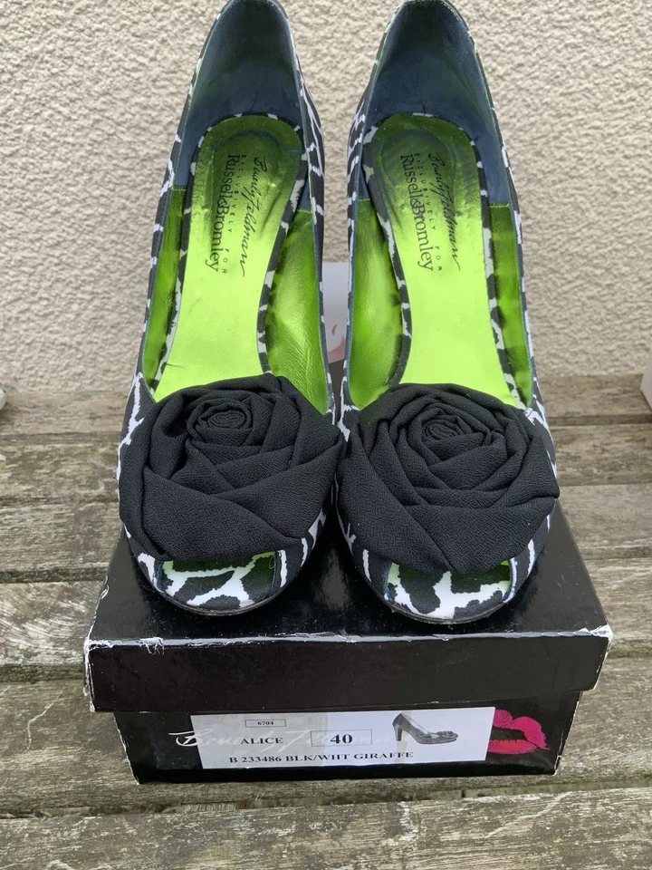 BEVERLY FELDMAN RUSSELL BROMLEY BLACK WHITE Zebra GREEN COURT SHOES 40 7 - Image 3 of 4