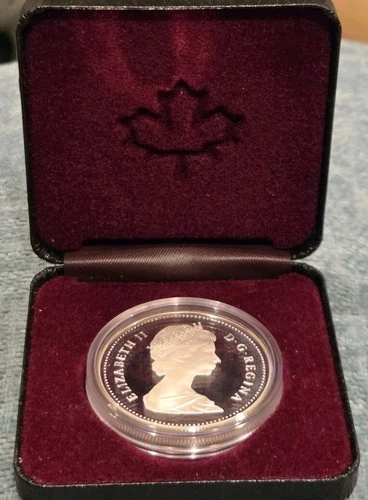 1987 Canada Silver Dollar Proof Davis Strait Ship Coin Box COA RCM