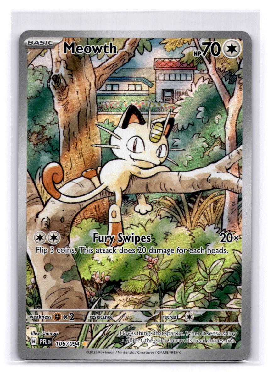 Meowth Illustration Rare ME02: Phantasmal Flames 106/094 LP-NM