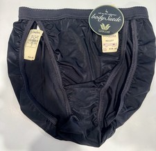VINTAGE WACOAL 89361 BLACK SATIN BODYSUEDE Hi-CUT BRIEF PANTIES SIZE 7