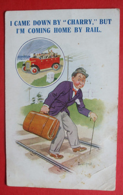 DONALD MCGILL Comic CHARABANC KAM VON CHARRY MIT DER EISENBAHN ZUG GLEISE Humor