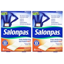 2 Pack Salonpas Pain Relieving Gel Patch Hot 6 Count
