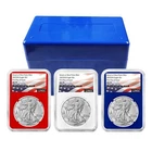 2025 (W) $1 American Silver Eagle 3pc Set NGC MS70 FDI Flag Label Red White Blue