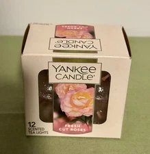 Yankee Candle 12 Pack Tea Light Candles “ Fresh Cut Roses “