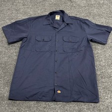 Dickies Work Shirt Mens Size L Navy Blue Short Sleeve Button Down Utility 1574NV