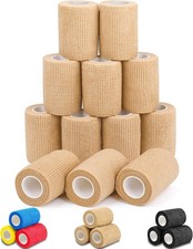 12 Pack Self Adhesive Bandage Wrap, 3" X 5 Yards Elastic Cohesive Bandage Wrap