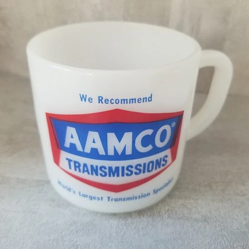 Vtg Federal Glass AAMCO Transmissions Milk Glass Coffee Mug Cup