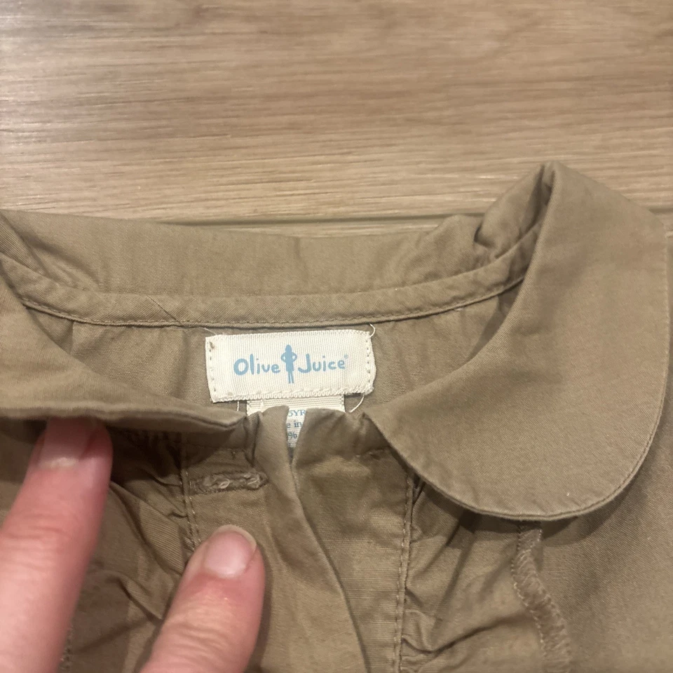 Olive Juice designer Girls Dress Size 5 Button Natural brown 100% Cotton - Image 3 of 4