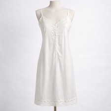 Vtg White Lace Full Slip Dress Cami Chemise Babydoll Lingerie Nightie M Romantic